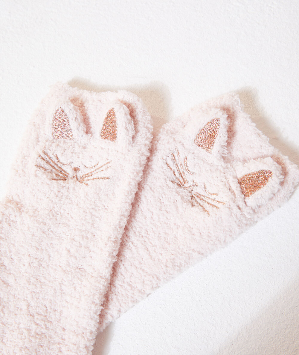 Chaussettes homewear en pilou pilou rose.