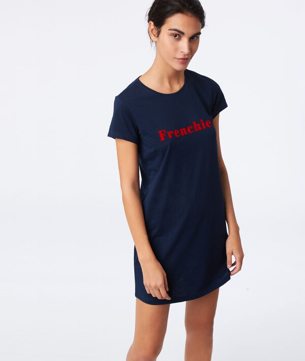 Chemise de nuit "frenchie" marine.