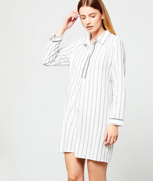 Chemise de nuit à rayures, en coton Chemise de nuit à rayures, en coton