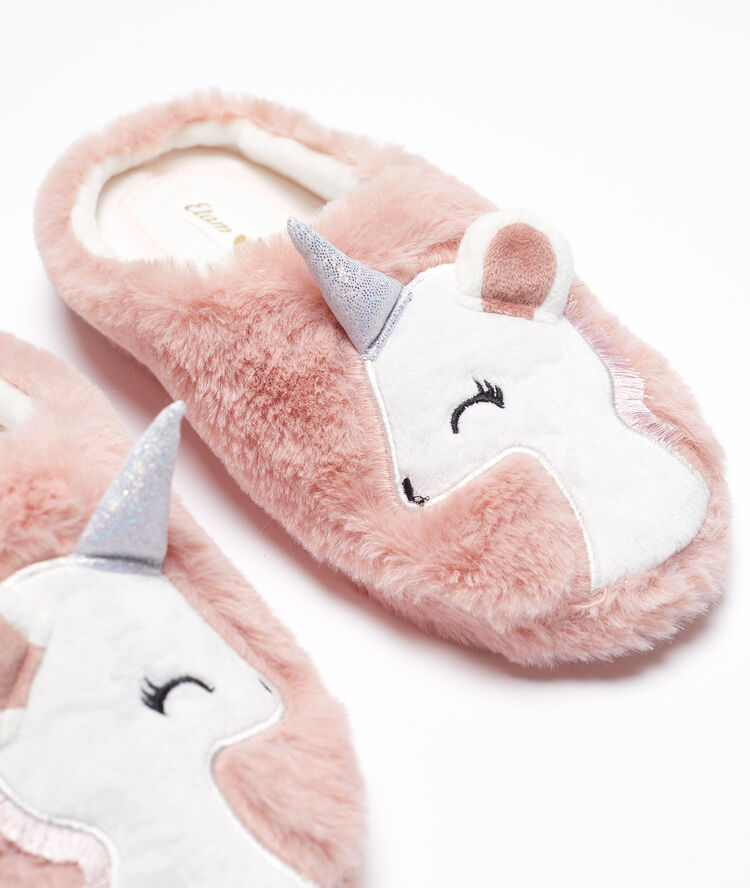 Mules licorne rose.