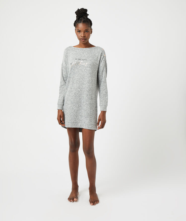 Chemise de nuit "to do list: nothing" gris.