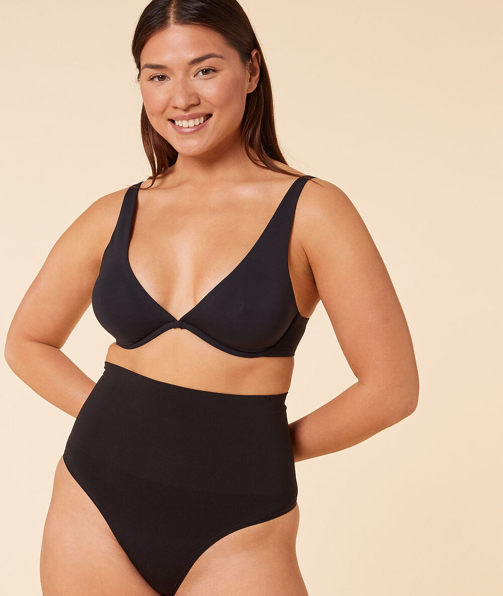 String taille haute - maintien médium noir.