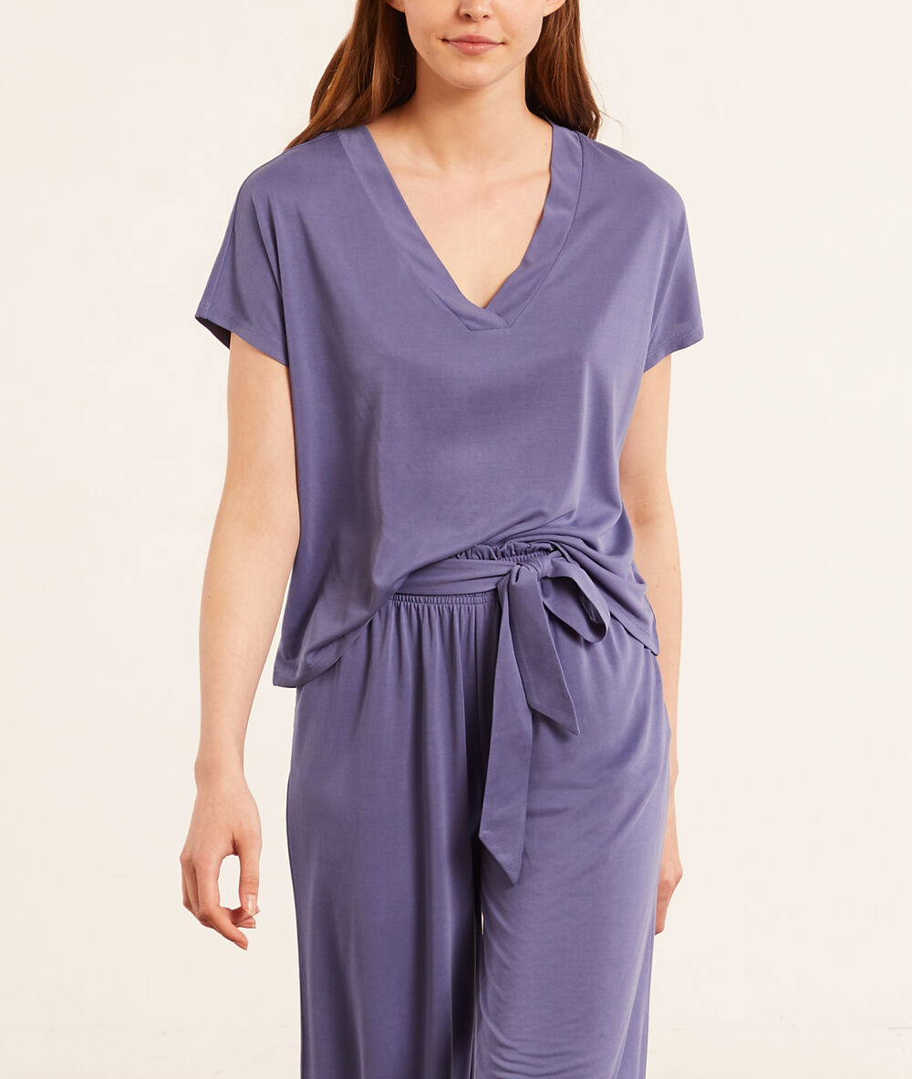 Pantalon de pyjama uni lilas.