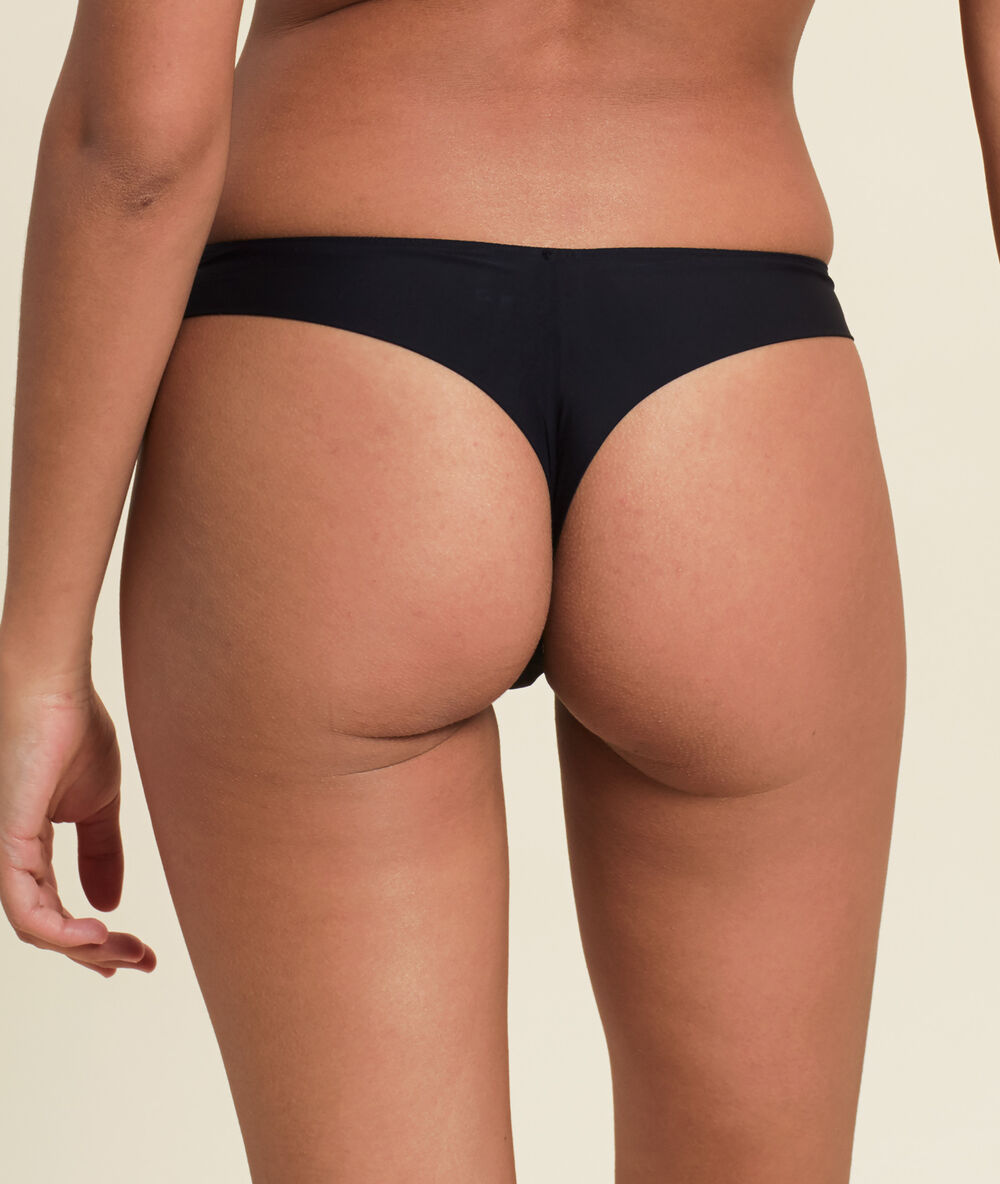 Tanga en microfibre noir.