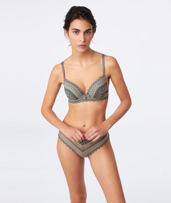 Soutien-gorge n°1 - magic up en dentelle imp fond vert.