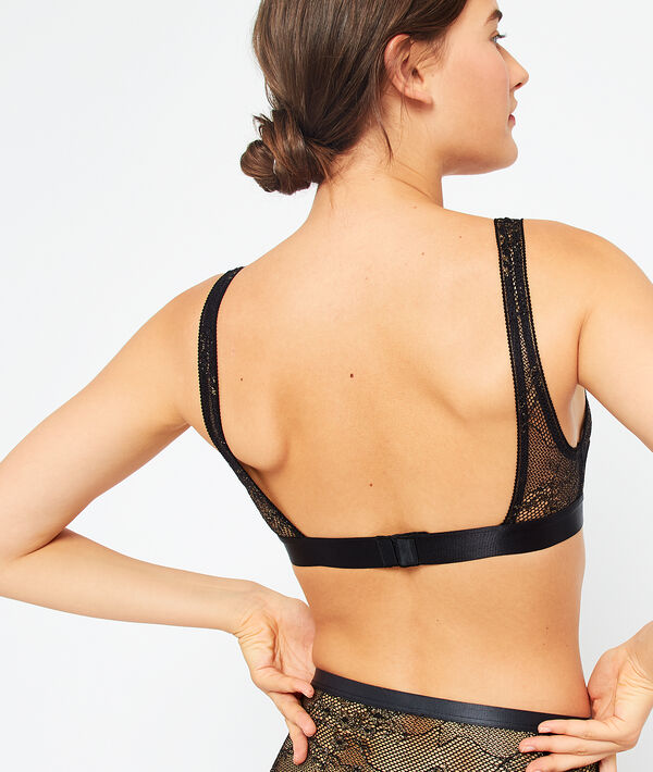 Brassière en dentelle métallisée, dos ouvert Brassière en dentelle métallisée, dos ouvert
