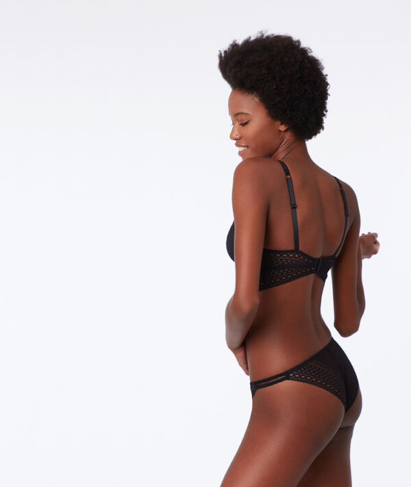 Soutien-gorge n°4 - ampliforme light en dentelle, basque papillon noir.