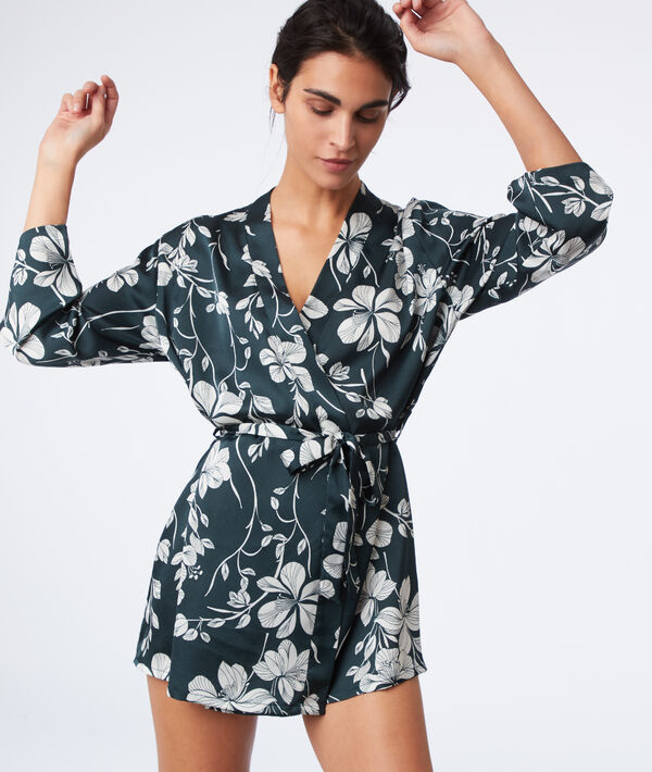 Déshabillé satiné imprimé floral Déshabillé satiné imprimé floral