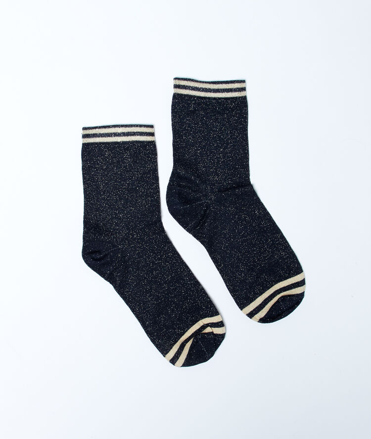Chaussettes à fils métallisés marine.