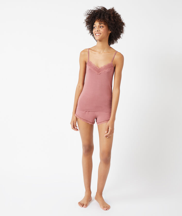 Short bords dentelle blush.