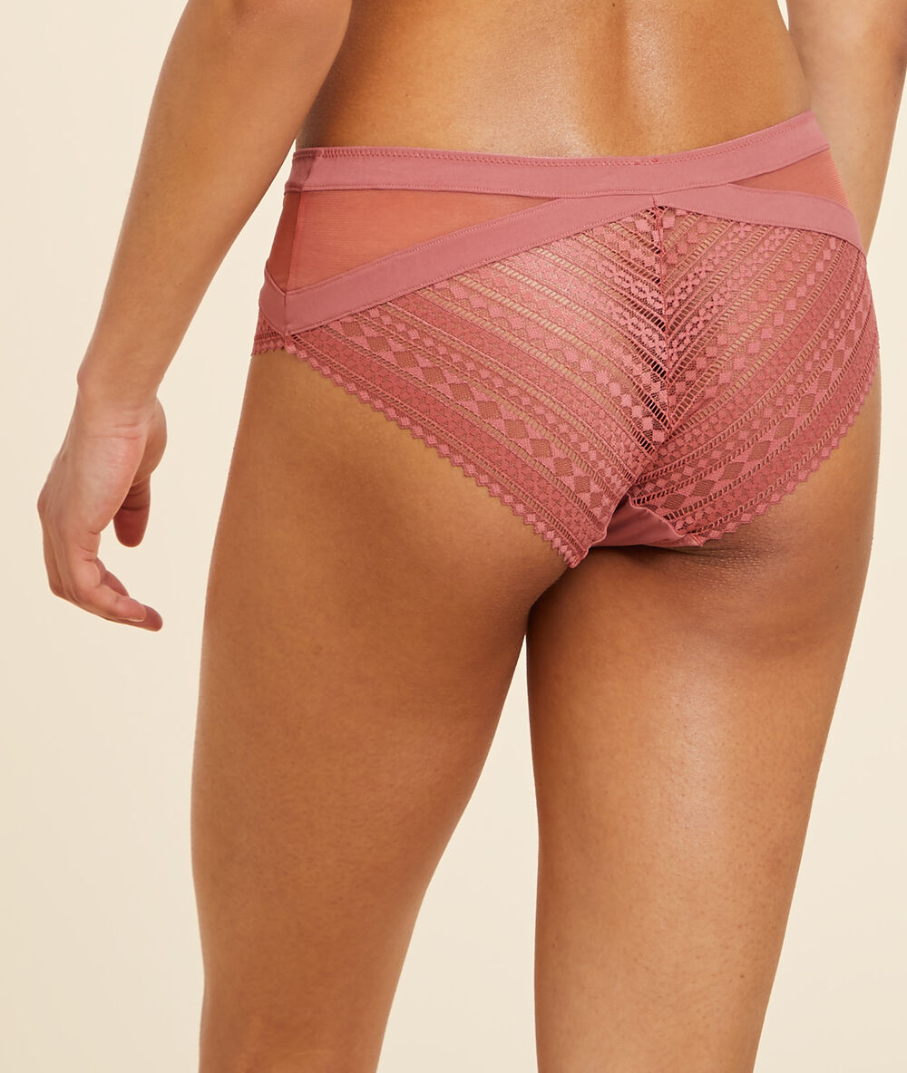 Shorty en dentelle terracotta.