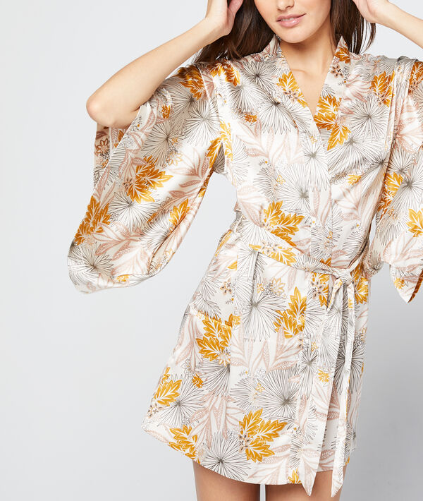 Kimono déshabillé satin imprimé Kimono déshabillé satin imprimé