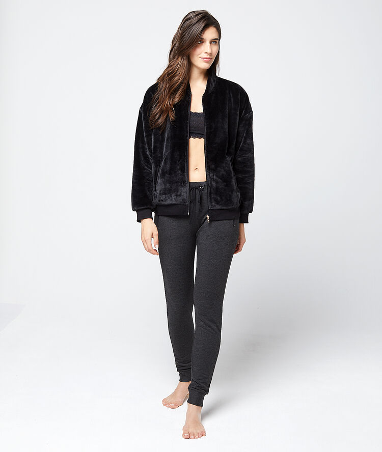 Veste homewear épaisse ultra douce noir.