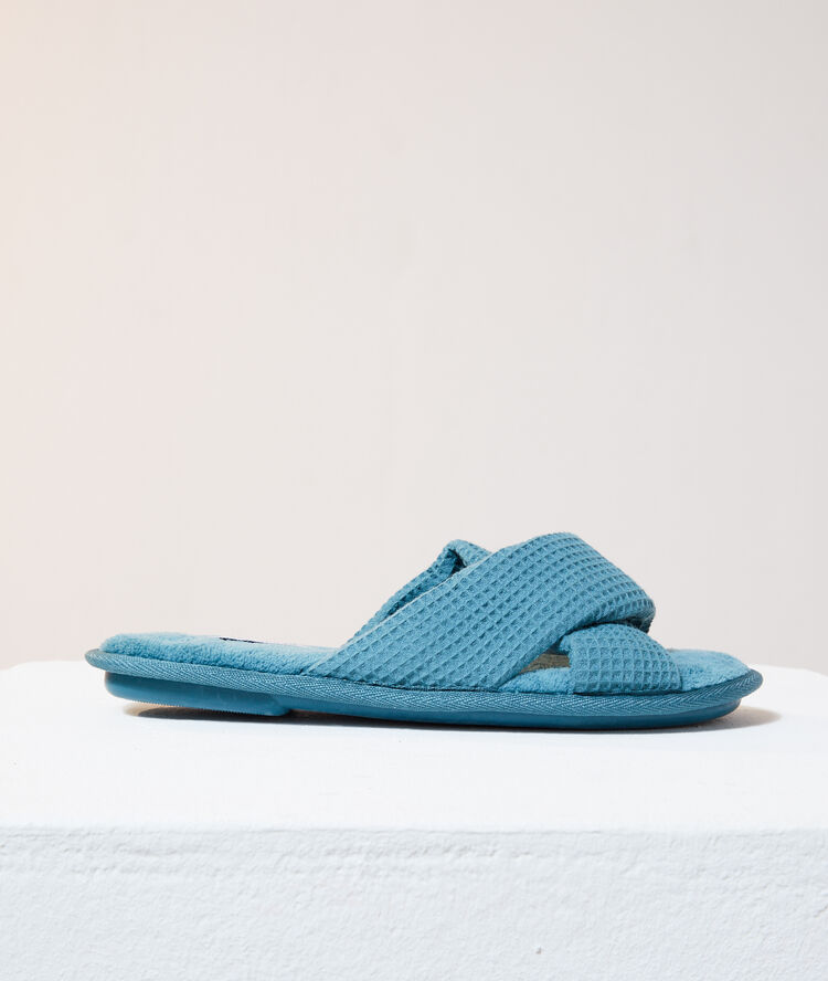 Mules ouvertes bleu.