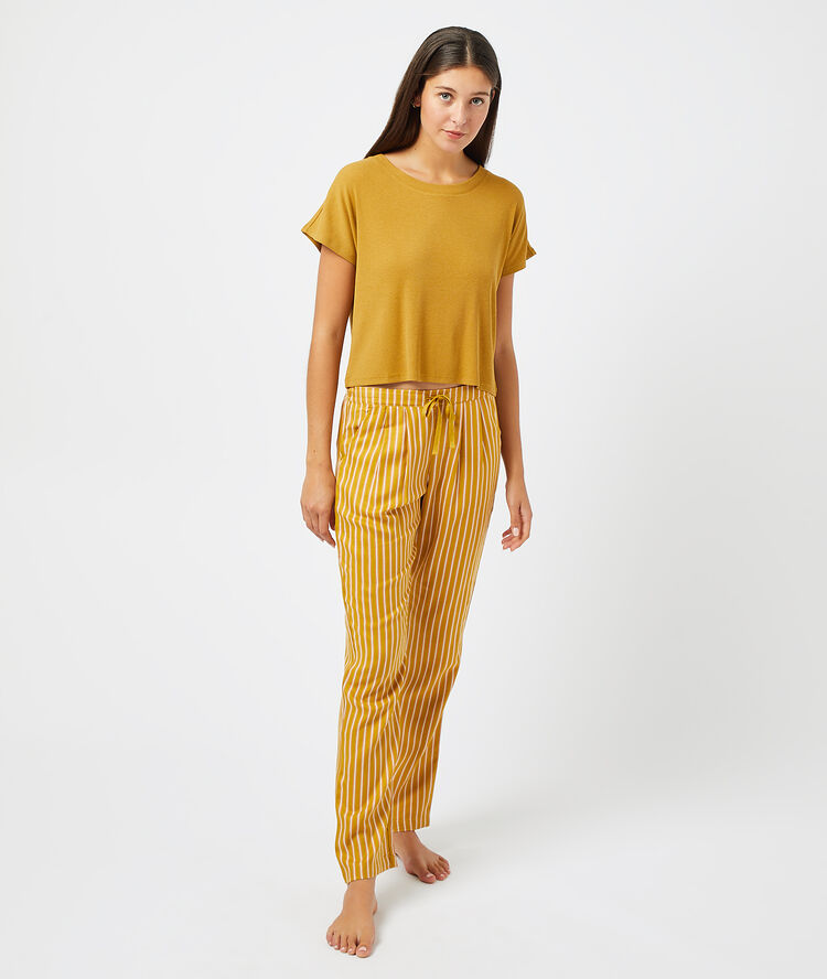 Pantalon à rayures anis.