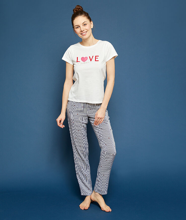 T-shirt imprimé "love yourself first" ecru.