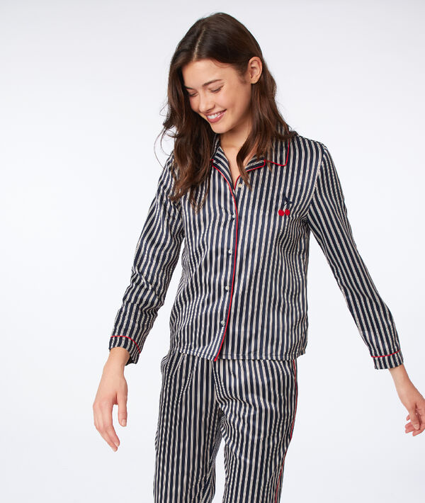 Chemise de pyjama satinée à rayures Chemise de pyjama satinée à rayures
