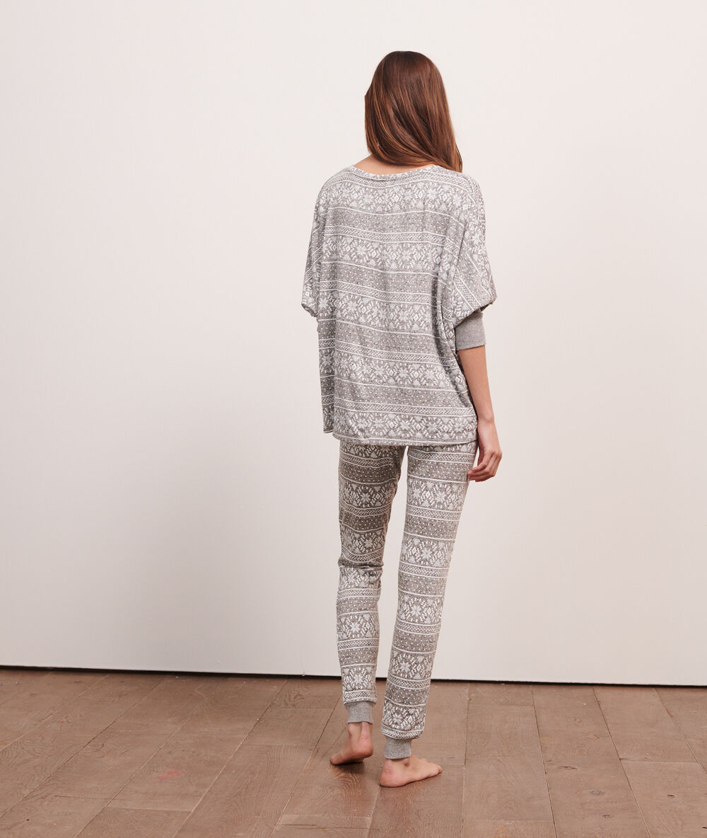 Pantalon imprimé gris.