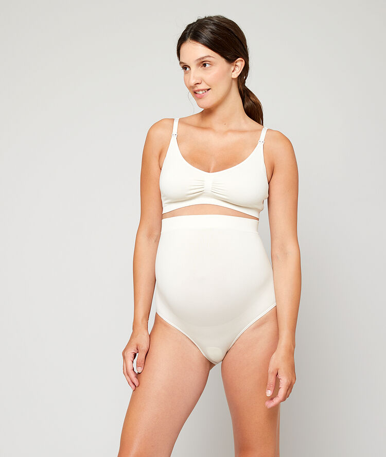 Brassière seamless, clips d'allaitement beige.