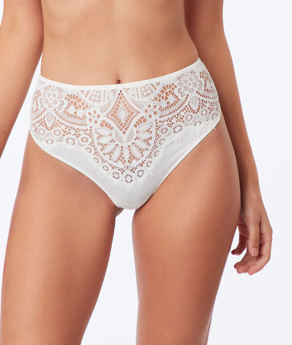 Tanga taille haute, micro et dentelle Tanga taille haute, micro et dentelle