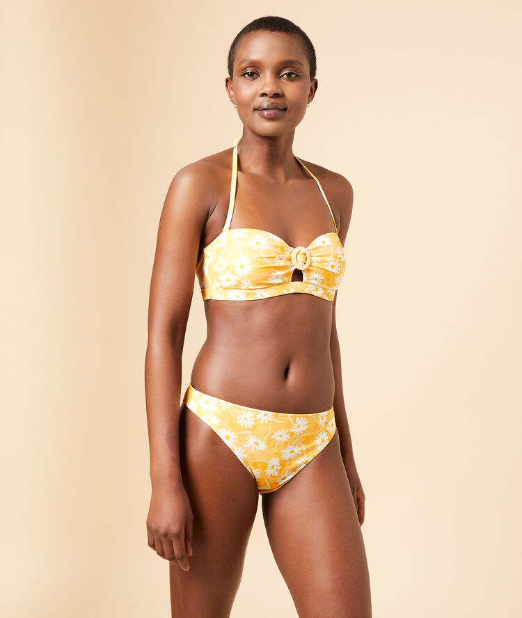 Haut de maillot de bain bandeau, pads amovibles jaune soleil.