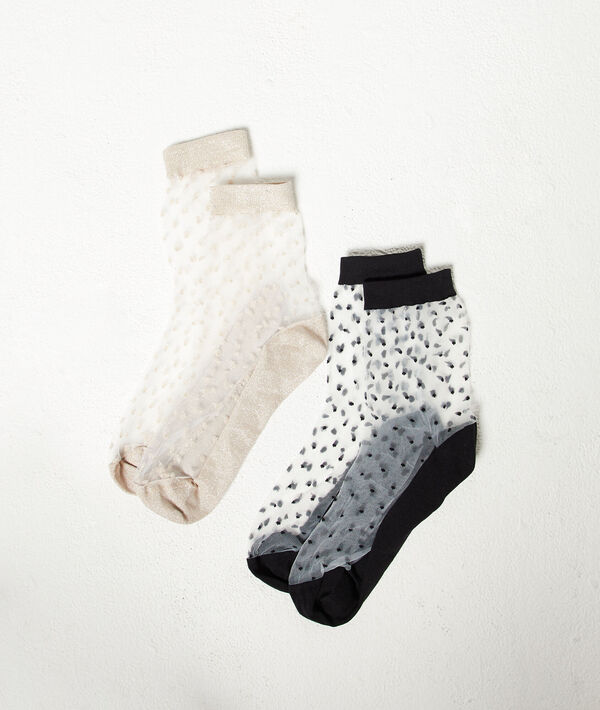 Lot de 2 paires de chaussettes effet plumetis Lot de 2 paires de chaussettes effet plumetis;${refinementColor}