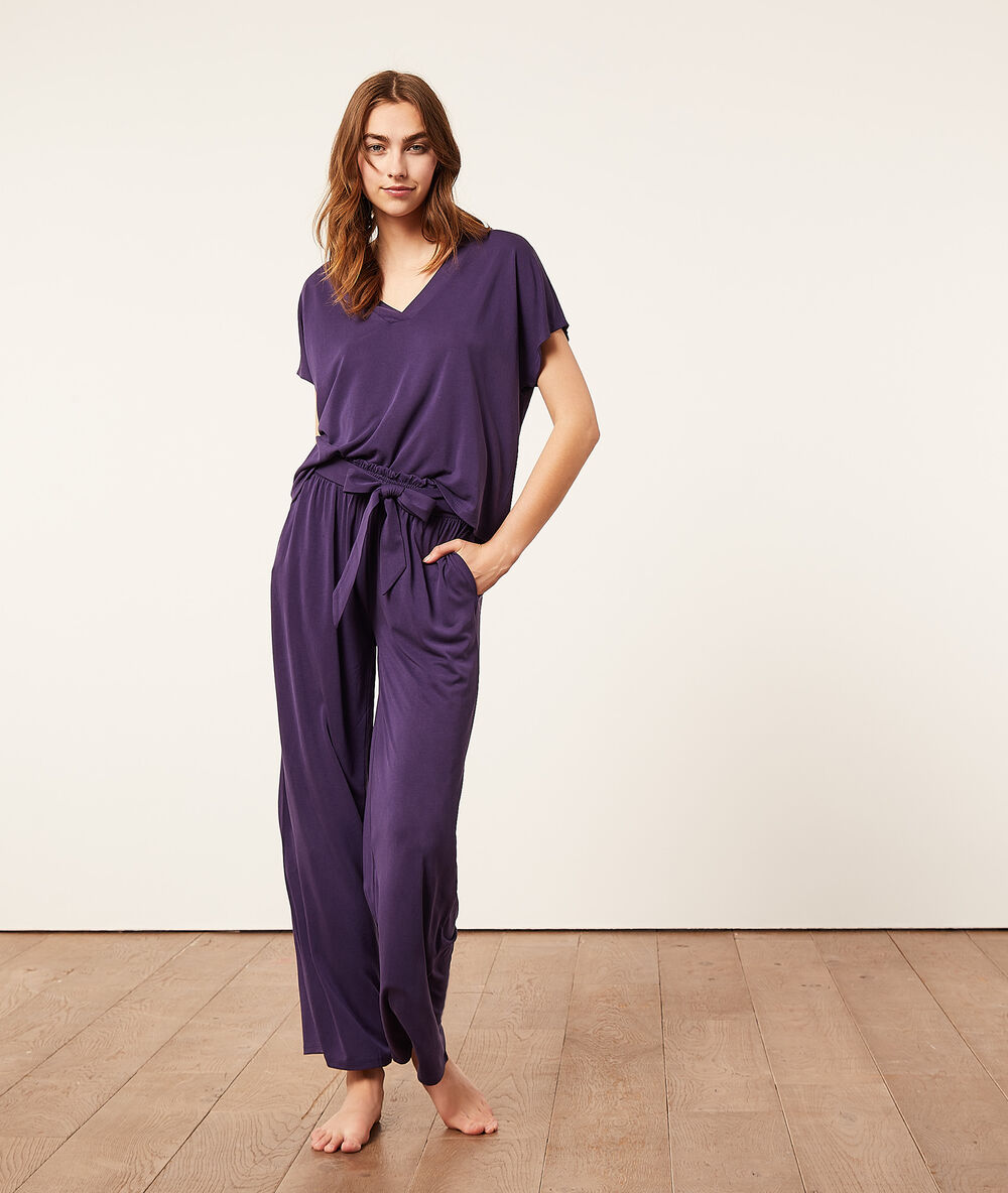 Pantalon de pyjama uni indigo.