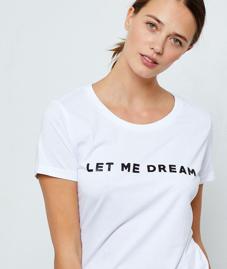 T-shirt en coton "let me dream" blanc.