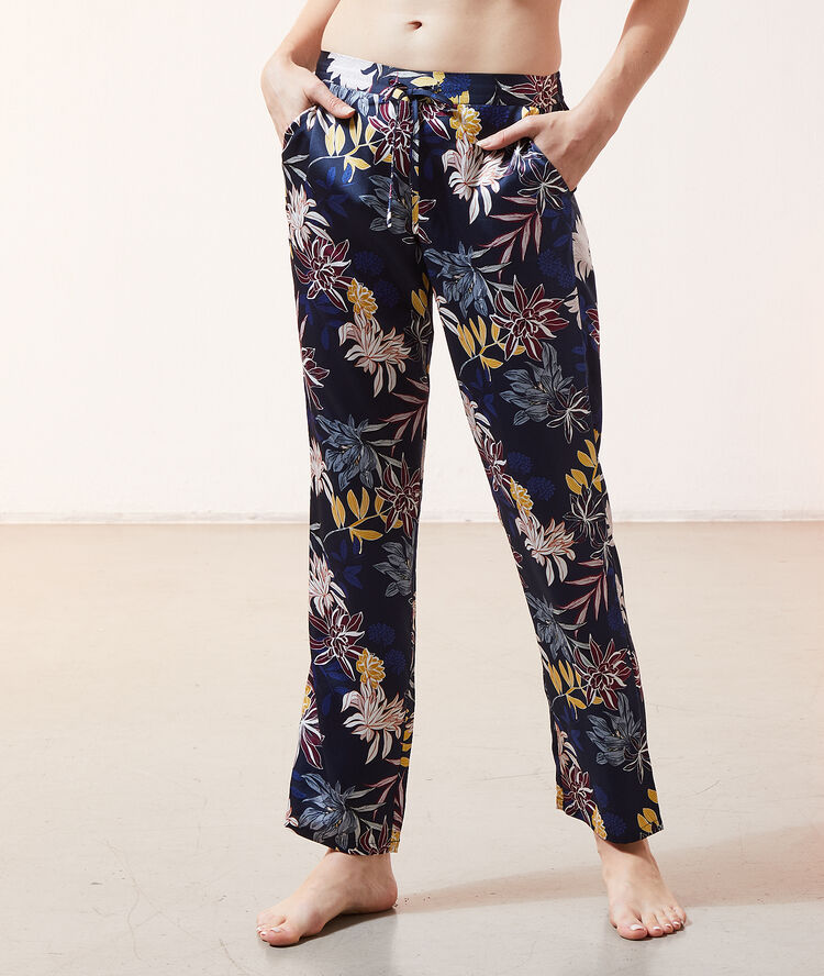 Pantalon satiné imprimé marine.