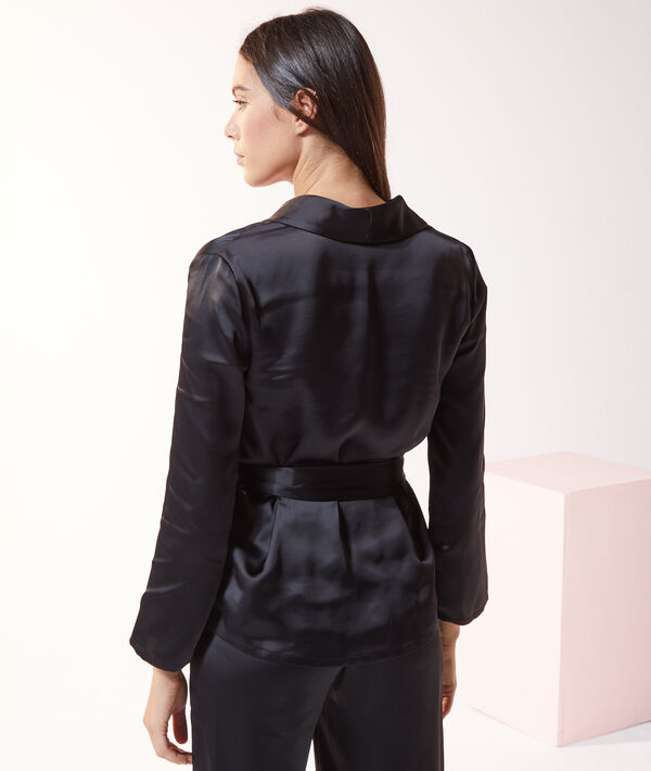 Chemise pyjama satinée à nouer Chemise pyjama satinée à nouer;${refinementColor}