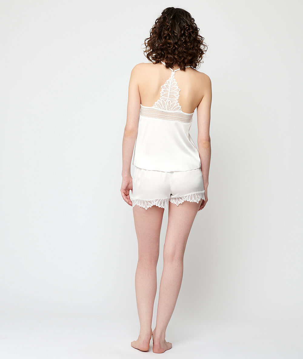 Short satiné bas dentelle ecru.