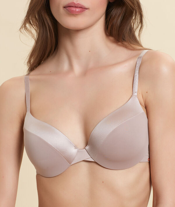 Soutien-gorge n&deg;5 - coques fines en microfibre taupe.