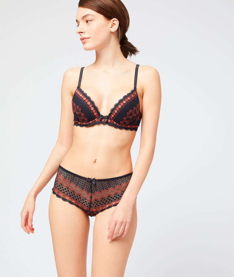 Shorty en dentelle marine.
