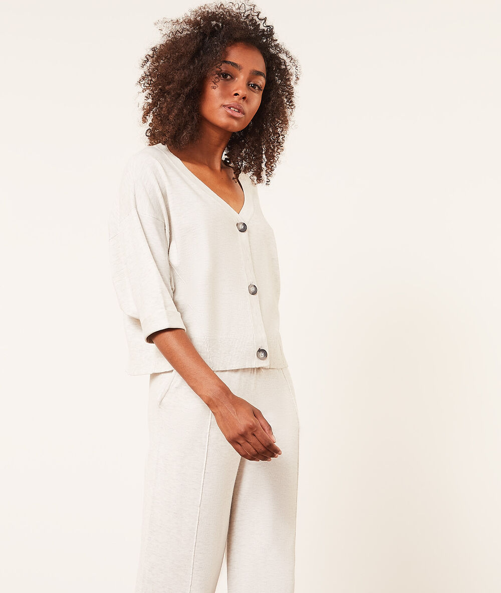 Gilet manches 3/4 gris clair.