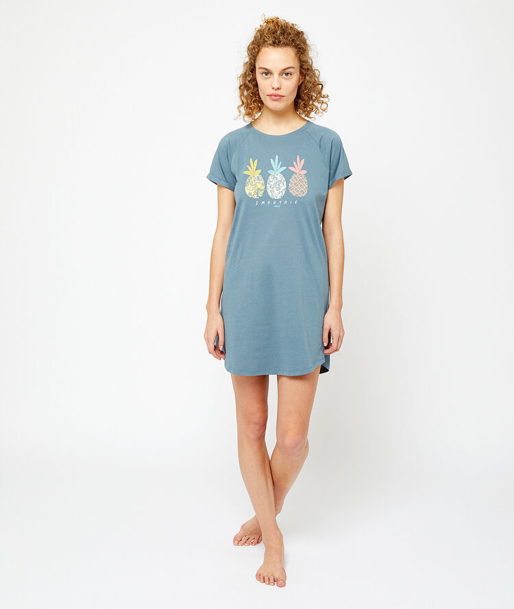 Nuisette imprimée ananas bleu.