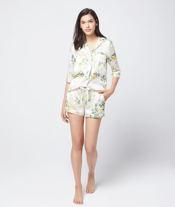 Chemise satin imprimée ecru.