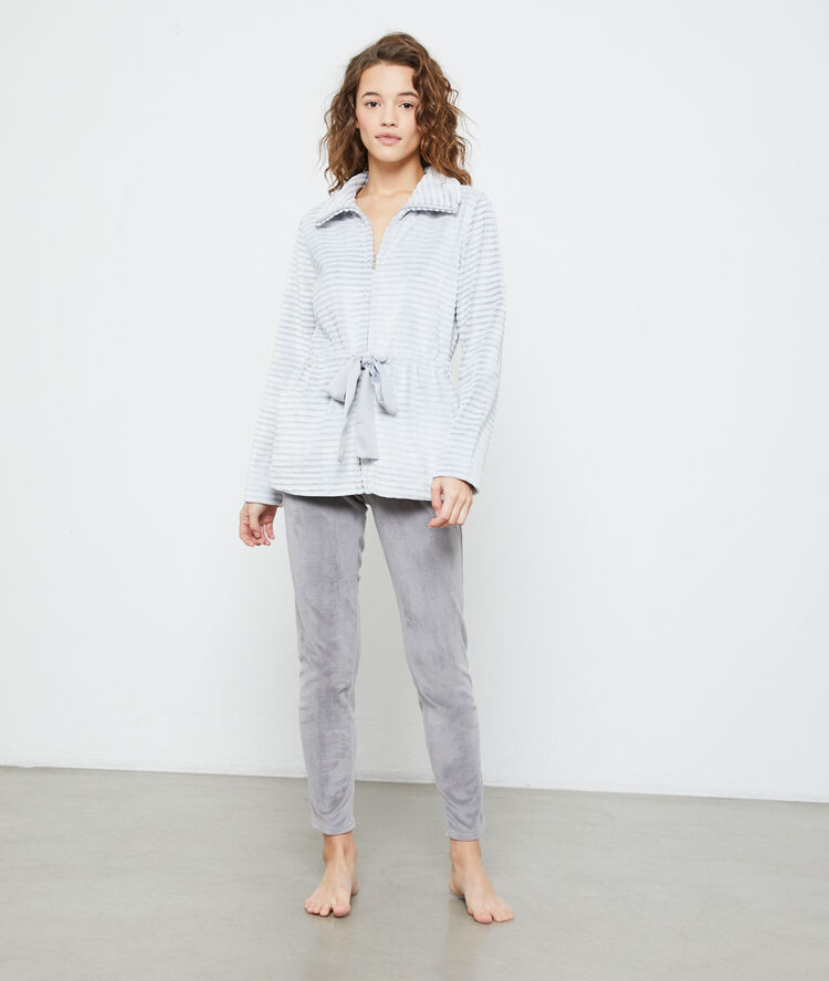 Veste à nouer gris.
