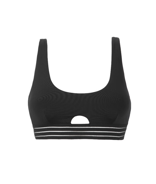 Brassière technique à bande élastiquée - maintien médium noir.