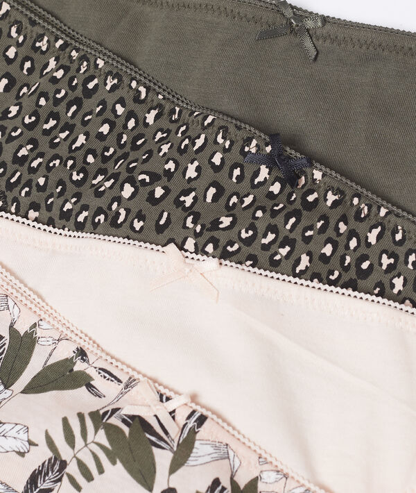 Lot de 4 tangas en coton kaki.