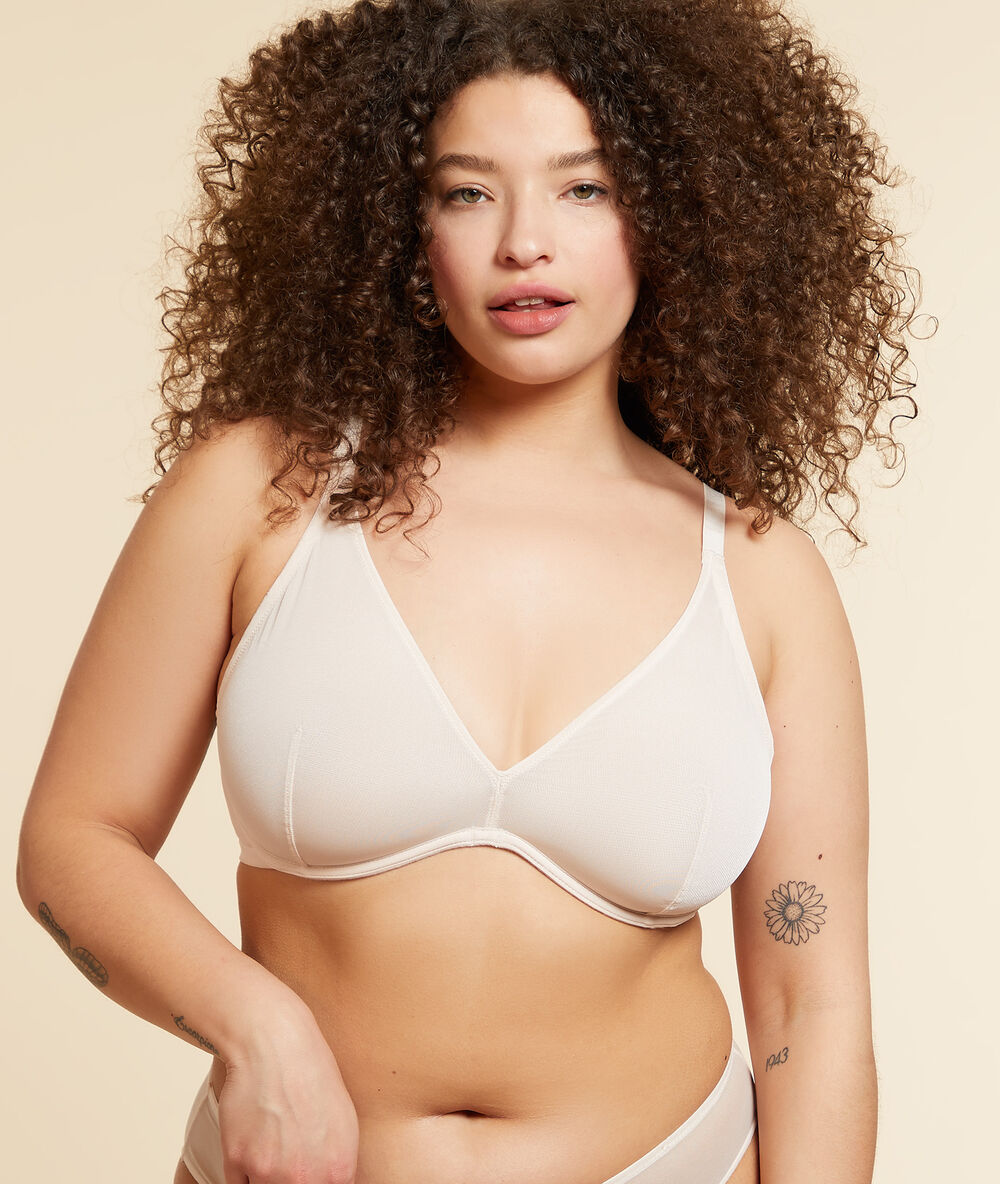 Soutien-gorge n°7 - triangle en tulle armaturé blush.