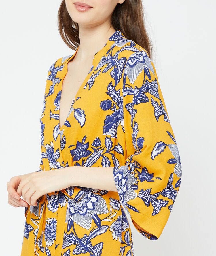 Kimono imprimé bouton d'or.