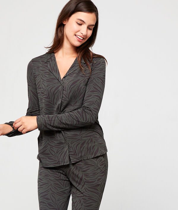 Chemise de pyjama imprimé zébré Chemise de pyjama imprimé zébré;${refinementColor}