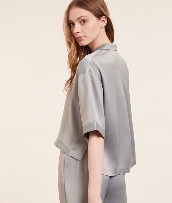 Chemise satinée manches courtes Chemise satinée manches courtes;${refinementColor}