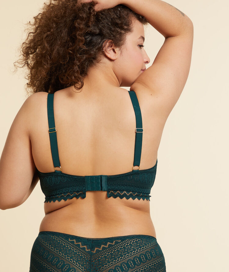 Soutien-gorge sans armatures coques fines vert sapin.