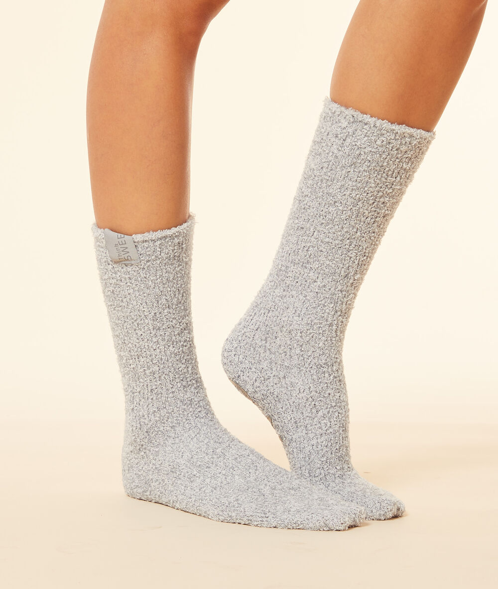 Lot de chaussettes cocooning rose poudre.