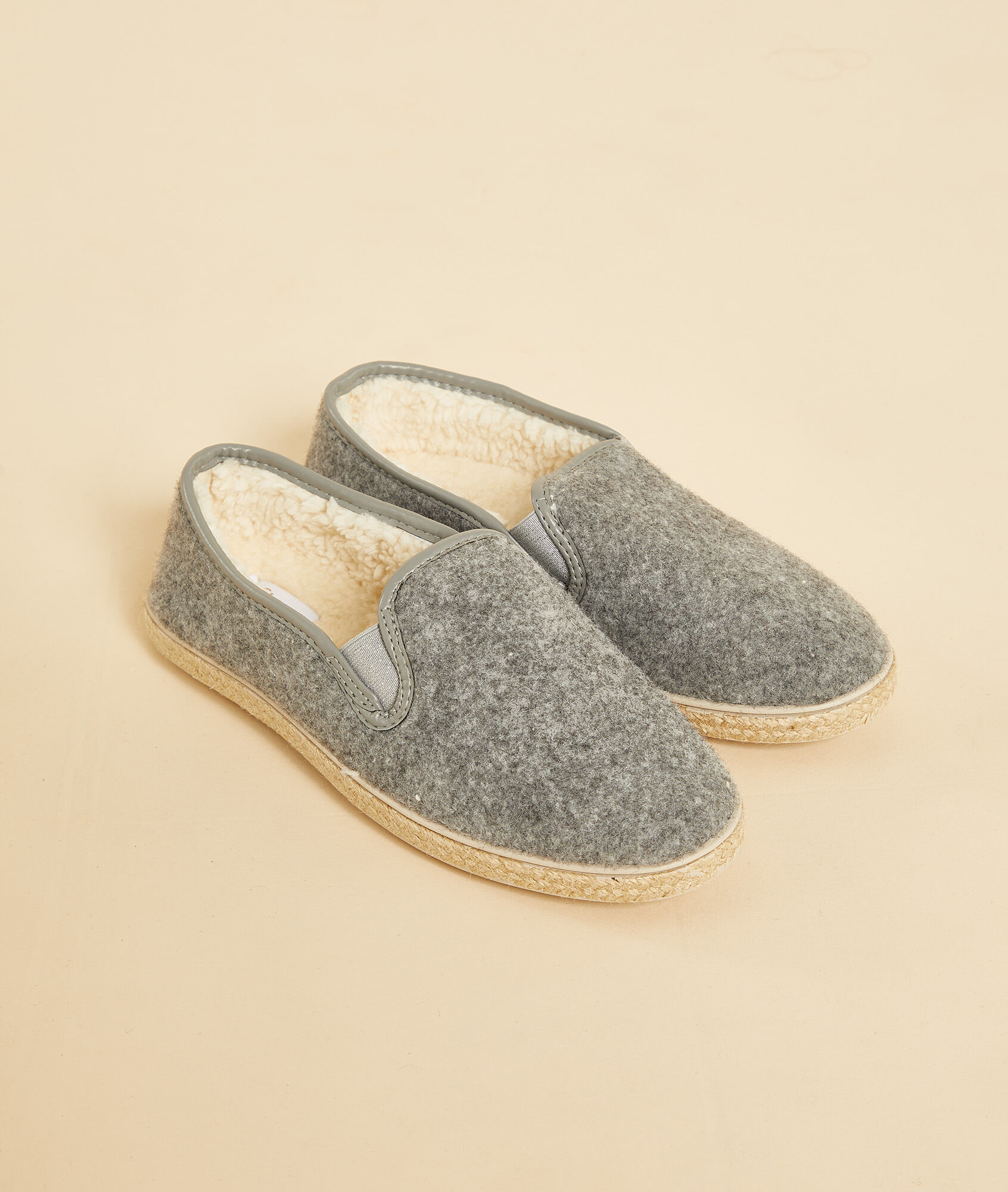 Mules espadrilles intérieur fourrés - Essia - 36 - Gris - Femme - Etam