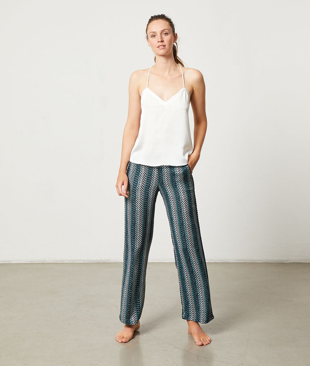 Pantalon imprimé graphique noir.