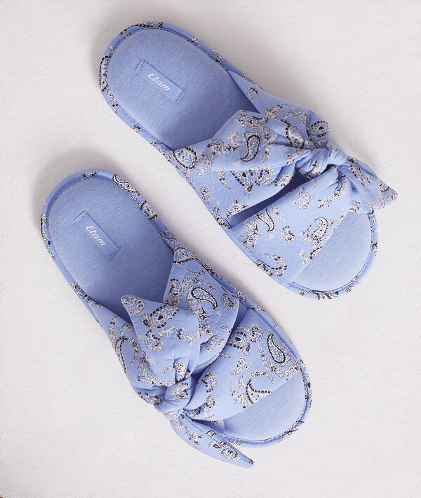 Chaussons mules ouvertes à noeud imprimés Chaussons mules ouvertes à noeud imprimés;${refinementColor}
