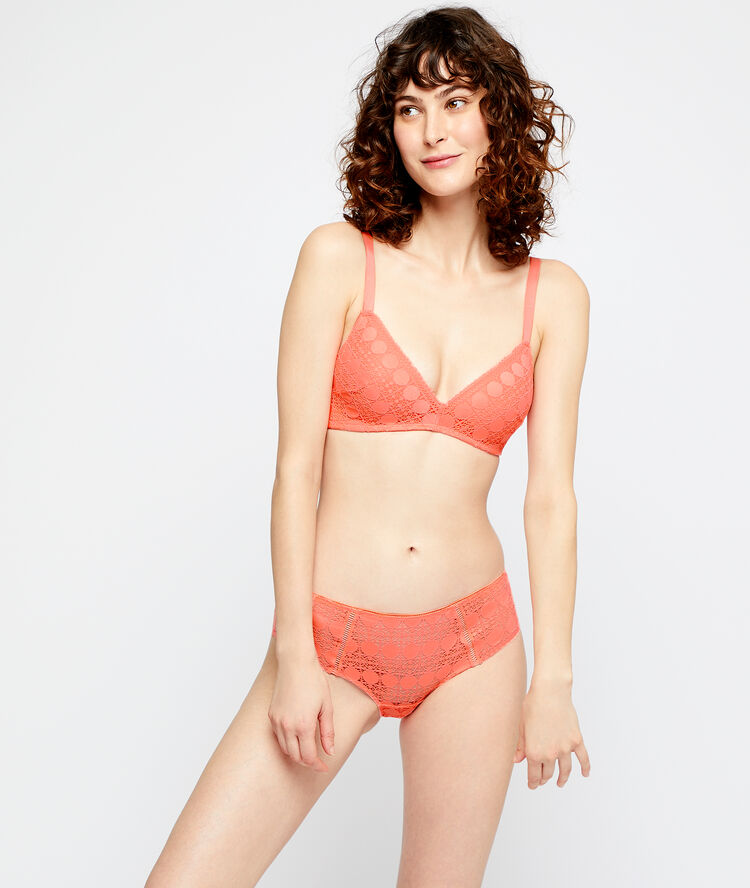 Soutien gorge à coques fines sans armatures corail.