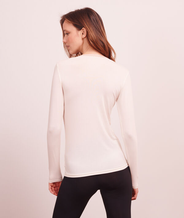Top manches longues col dentelle Top manches longues col dentelle;${refinementColor}